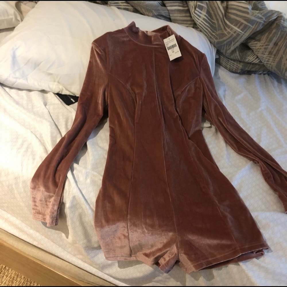 Pink velvet romper